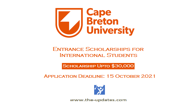 Entrance Scholarships cape breton university Canada 2021-2022