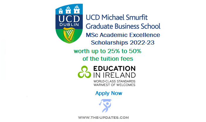 MSc Academic Excellence Scholarships at UCD Smurfit School 2022-23